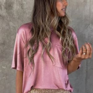 New slub Pink shimmer tee